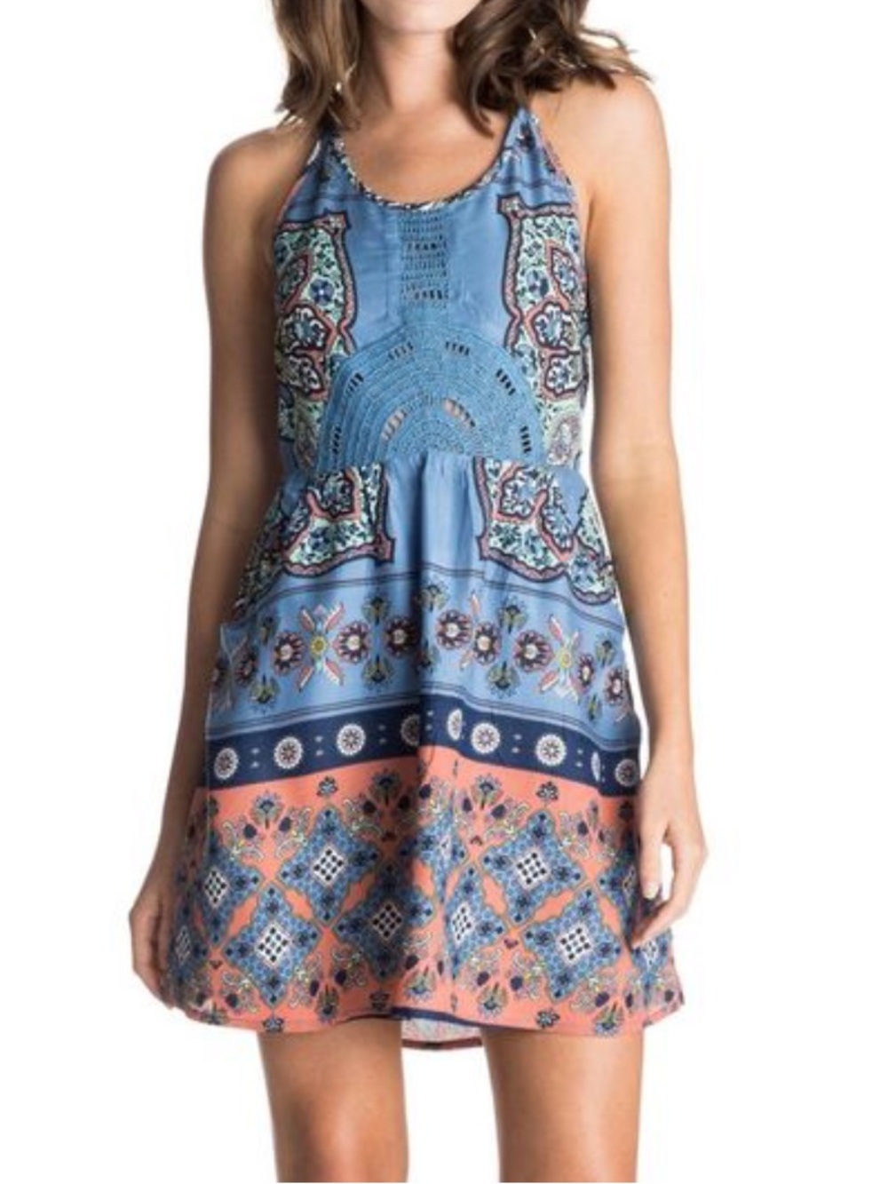 Roxy Dance to the Beat strappy crochet mini dress